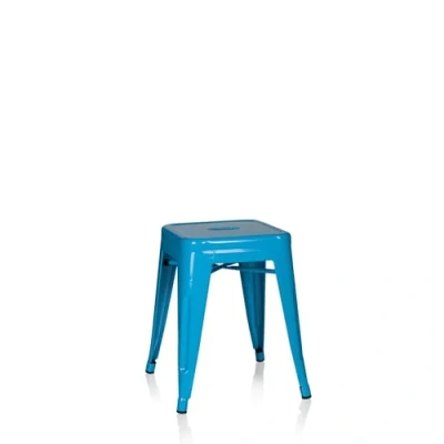 Abbildung von hjh OFFICE 645004 Metall Hocker VANTAGGIO Hellblau Sitzhocker im Industry Design, stapelbar, niedrig