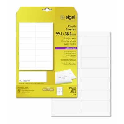 Abbildung von SIGEL Adressetiketten LA321 weiß 99,1 x 38,1 mm