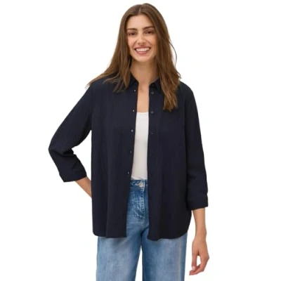 Abbildung von CECIL Damen 3411859 Hemdbluse mit Struktur, urban Dark Blue, X Small