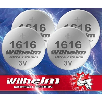 Abbildung von 4 x CR1616 CR 1616 WILHELM Lithium Knopfzelle 3V 55mAh ø16 1,6 mm Batterie DL1616