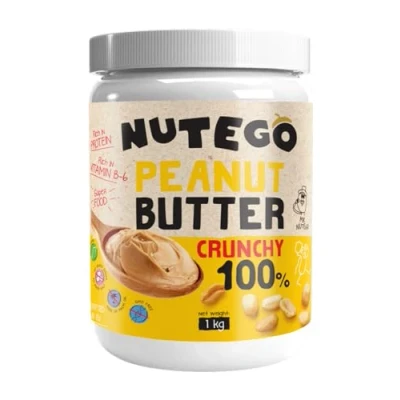Abbildung von Nutego knusprige Erdnussbutter 1kg 100% natürliche Erdnussmus Hoher Proteingehalt Erdnuss Butter ohne Zusätze von Salz, Zucker, Öl oder Palmfett Vegan