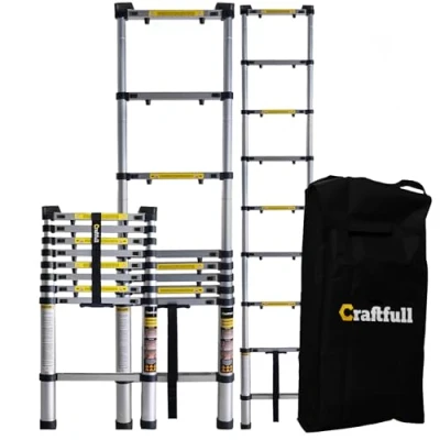 Abbildung von 𝐂𝐑𝐀𝐅𝐓𝐅𝐔𝐋𝐋 Aluminium Teleskopleiter CF 101A 𝟑 𝐉𝐀𝐇𝐑𝐄 𝐆𝐀𝐑𝐀𝐍𝐓𝐈𝐄 Trittleiter Leiter ausziehbar Stehleiter Ausziehleiter Alu Anlegeleiter mit Tragetasche (2 Meter)