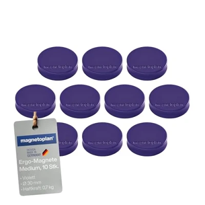 Abbildung von Ergo Magnete Medium, Durchmesser 30 x 8 mm, 10 Stück, violett