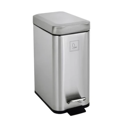 Abbildung von SVITA Mülleimer STM5, Treteimer, Kosmetikeimer, Softclose Funktion, 5L, Edelstahl, Silber