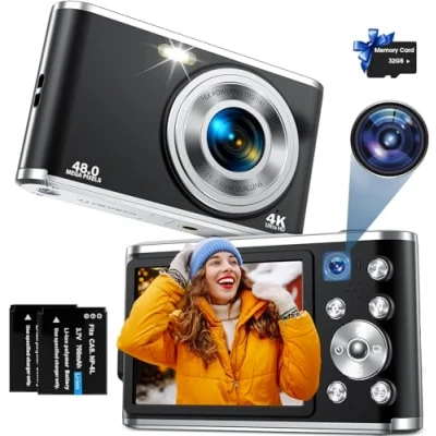 Abbildung von Digitalkamera, AutoFocus 4K Fotokamera mit Dual Kamera, Fotoapparat Digitalkamera 32GB Karte,16X Digitalzoom,2,8&quot; großem Bildschirm Vlogging Kamera Tragbare Kompakt für Einsteiger