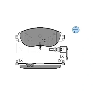 Abbildung von MEYLE 025 251 1720/W Bremsbelagsatz ORIGINAL Quality Vorderachse inkl. Verschleißwarnkontakt mit Anti Quietsch Blech VOLKSWAGEN: Sharan II