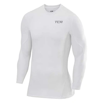 Abbildung von TCA Herren SuperThermal Kompressionsshirt Atmungsaktiv Langarm Funktionsshirts Schnell Trocknend Sportshirt Laufshirt Weiss, S