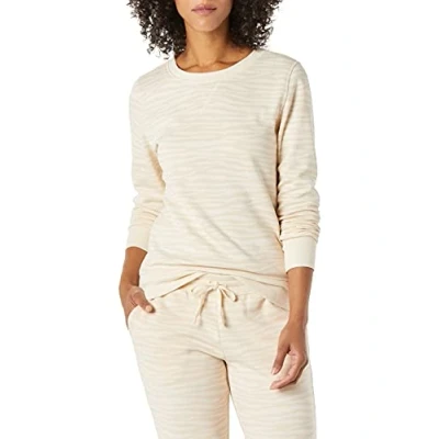 Abbildung von Amazon Essentials Damen Fleece Sweatshirt mit Rundhalsausschnitt (in Übergröße erhältlich), Beige Zebrastreifenmuster, XS
