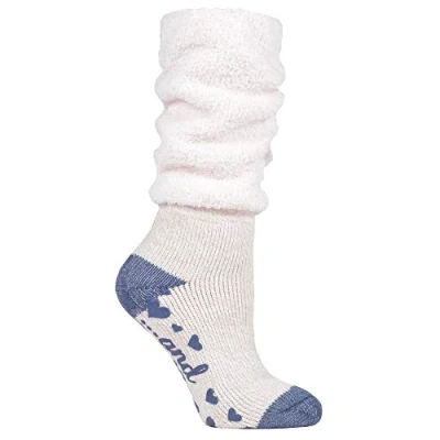 Abbildung von HEAT HOLDERS Damen Flauschig Lang Slouch Socken/Kuschelsocken mit Antirutschsohle (37/42, Mauve (Slouch))