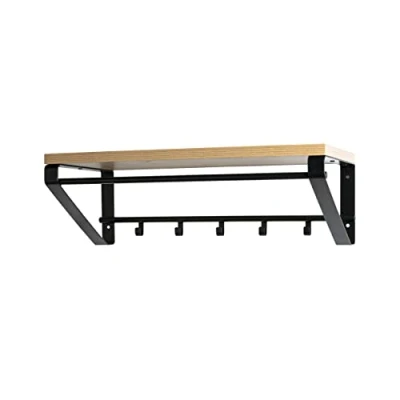 Abbildung von HAKU Möbel Wandgarderobe Eiche, schwarz, MDF, Metall Maße: B 70 cm x H 23 T 30 cm, Style: Modern