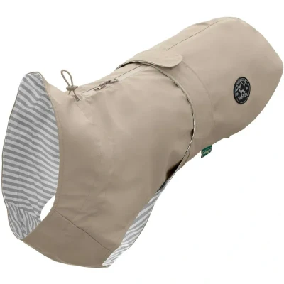 Abbildung von HUNTER Hunde Regenmantel Milford, Farbe: Taupe, ergonomische Passform für optimalen Schutz, individuell verstellbar, Reißverschluss Geschirrträger, pflegeleicht &amp; waschbar bei 30 C, Größe: 35