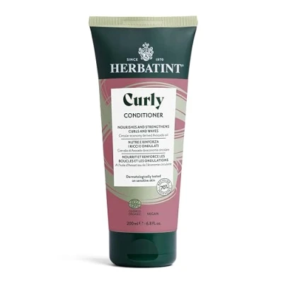 Abbildung von Herbatint Curly Conditioner 200 ml, organische pflegende Pflegespülung speziell für lockiges oder welliges Haar, Ecocert zertifiziert, exklusive Formel mit natürlichen