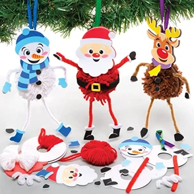 Abbildung von Baker Ross FE987 Weihnachten Pom Bastelset 3er Pack, Weihnachtsbasteleien, Dekorationen für Kinder zum Basteln, Dekorieren und Ausstellen, kreative Aktivitäten
