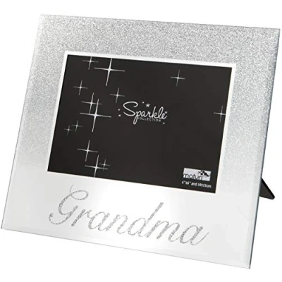 Abbildung von Maturi Bilderrahmen, silberfarben, glitzernd, verspiegelt, 15,2 x 10,2 cm, Geschenk &#039;Grandma&#039;