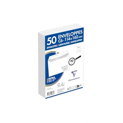 Abbildung von Clairefontaine 9976C Packung mit 50 Umschlägen weiß C6 114x162mm, vertraulich, selbstklebend, 90g, 1 Pack