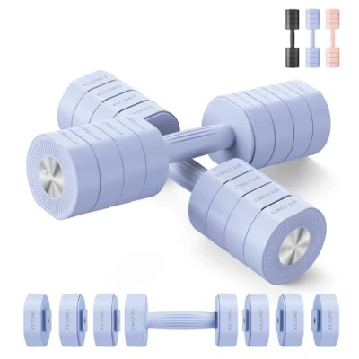 Abbildung von MERACH Hanteln, kurzhanteln 2er Set Verstellbar, 4 in 1 Hanteln Frauen set, 4KG Gewichte Verstellbare, Dumbbell für Krafttraining, Fitness, Home Gym, Geschenk Blau