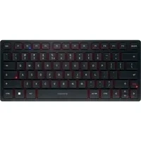 Abbildung von CHERRY KW 9200 MINI, Kompakte Multi Device Tastatur für bis zu 4 Geräte, EU Layout (QWERTY), Bluetooth, 2,4 GHz oder Kabel, Wiederaufladbar, Schwarz