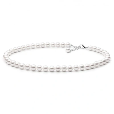 Abbildung von Gaura Pearls Perlenkette klassisch, weiß rund 45 cm echte Süßwasserzuchtperlen, 925er rhodiniertes Silber