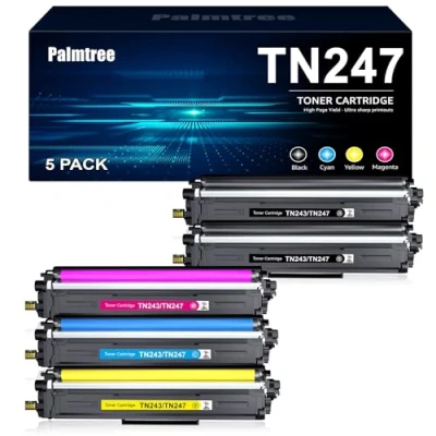 Abbildung von Palmtree Kompatible Brother TN 243CMYK Toner Vorteilspack TN247 Tonerkartuschen DCP L3550CDW L3510CDW HL L3230CDW L3210CW MFC L3710CW L3750CDW Schwarz, Cyan, Gelb, Magenta,