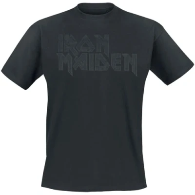 Abbildung von Iron Maiden Black On Logo Stacked Männer T Shirt schwarz S