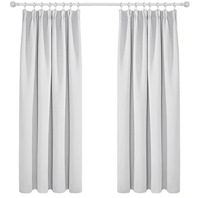 Abbildung von Deconovo Gardinen Verdunkelungsvorhang Kräuselband Schlafzimmer Thermogardine Kälteschutz, 183x132 cm(HöhexBreite), Silber Grau, 2er Set