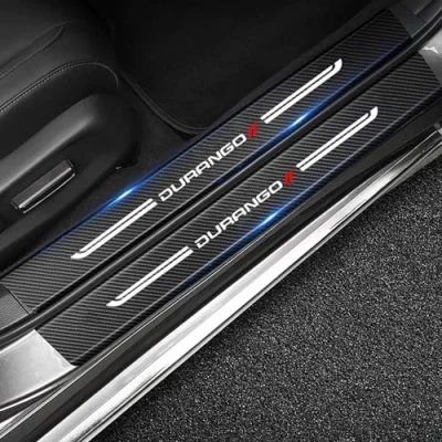Abbildung von 4 Stück Auto Einstiegsleisten Schutz Aufkleber für Dodge Durango, Kohlefaser Türschweller Trittschutz Lackschutzfolie (Durango)