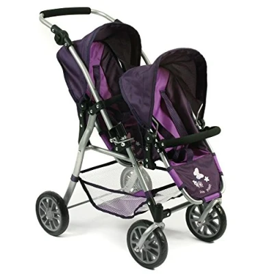 Abbildung von CHIC2000 Puppen Zwillingsbuggy Twinny, Pflaume, mit schwenkbaren Vorderrädern