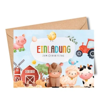 Abbildung von MeinBaby123® Einladungskarten 10 Kindergeburtstag,  Bauernhof