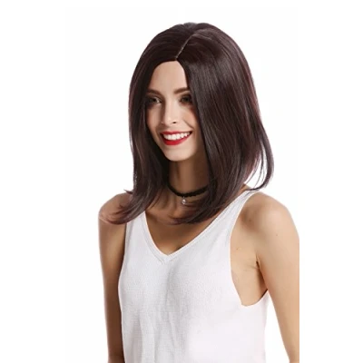 Abbildung von WIG ME UP YZF 4358 2/33 Perücke Damenperücke Longbob kurz glatt seitlicher Mittelscheitel Mahagoni Braun Mix