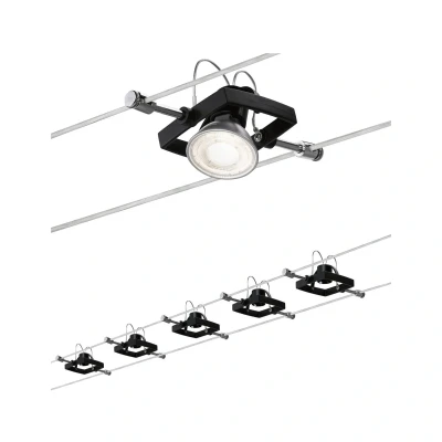 Abbildung von Paulmann 94290 Seilsystem Set Mac II max. 5x10W Deckenlampe Schwarz matt Seillampe Metall, Kunststoff Drahtseil GU5,3 ohne Leuchtmittel