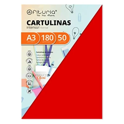 Abbildung von Pack 50 Cartulinas Color Rojo Tamaño A3 180g