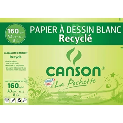 Abbildung von CANSON 200002765 Zeichenpapier Recycling, DIN A3, 160 g/qm weiß