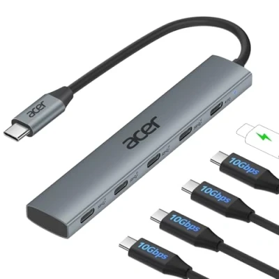 Abbildung von acer USB C Hub 10Gbps, Ultra Slim 4* 3.2 Multiport Splitter aus Aluminium, für iPhone 15/16 Serie, MacBook iPad Pro/Air, iMac, Chromebook, Galaxy S24/23 usw.