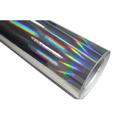 Abbildung von Finest Folia Laser Hologramm Chrom Auto Car Wrapping Folie mit Luftkanälen Holographic Selbstklebend Blasenfrei (Silber, Muster 10x10cm)
