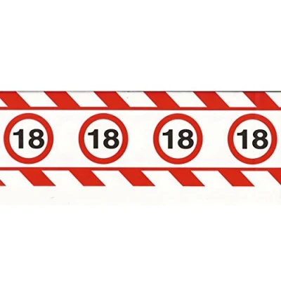 Abbildung von Absperrband zum 18 Geburstag aus Kunststoff, 15 m lang x 7,5 cm breit