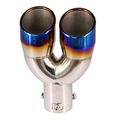 Abbildung von 62mm Auspuff Endschalldämpfer Edelstahl schalldämpfer Auto universal doppelt blau
