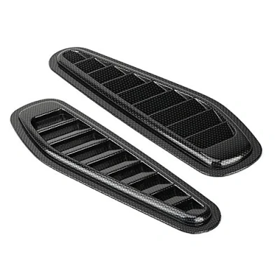 Abbildung von Auto Motorhaube Entlüftungs Abdeckung, Fydun 2pcs Air Flow Intake Scoop Bonnet Vent Hood Cover Universal Kohlefaser Stil Dekorative
