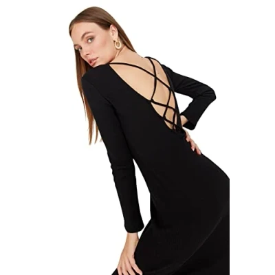 Abbildung von Trendyol Damen Woman Mini A line Double Breasted Woven Dress Kleid, Schwarz, L