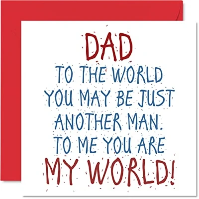 Abbildung von Stuff4 Lustige Vatertagskarten für Papa Dad You Are My World Happy Birthday Karte von Tochter oder Sohn, Vatertagsgeschenk, 145 mm x mm, Vatertagskarte, Geschenk