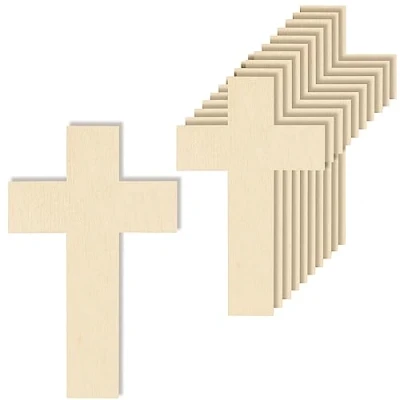 Abbildung von Creative Deco Hängedekoration 10x Kreuz Anhänger aus Sperrholz 3mm zum Basteln und Bemalen, Perfekte Ausschnite für Geschenk &amp; Decoupage Blanko