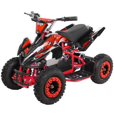 Abbildung von Actionbikes Motors Kinder Elektro Miniquad ATV Racer 𝟭𝟬𝟬𝟬 Watt 36 Volt Scheibenbremsen Safety Touch System Fußschalter (1000 Schwarz/Rot)