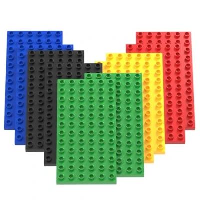 Abbildung von Guihumz 10 Stück Bauplatte Groß Platten 19cm x 9.5 cm Große Grundplatte Kompatibel mit großen Bausteinen Aller führenden Marken (10pcs(2*Rot+2* Grün+2*Blau+ 2*Gelb+ 2*Schwarz))