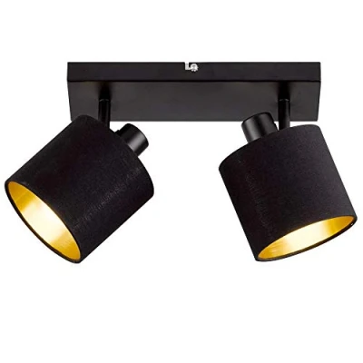 Abbildung von TRIO Leuchten Deckenstrahler Tommy, ohne Leuchtmittel, 2 flammig (E14) in schwarz gold Optik, Spots einzeln schwenkbar