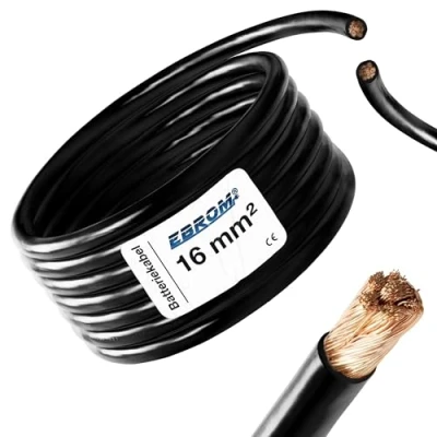 Abbildung von 3 Meter Batteriekabel SCHWARZ H07V K 16 mm² Batterie Kabel 99,9% OFC Kupfer m (3M) 16mm2
