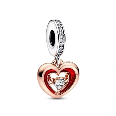 Abbildung von Pandora Radiant Heart Dangle Charm, Damen, Größe: One Size, Sterling silver and rose gold plated