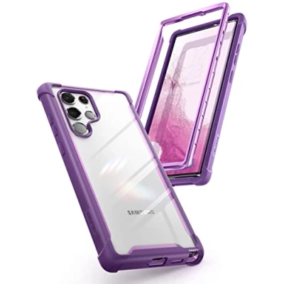 Abbildung von i Blason Transparent Hülle für Samsung Galaxy S22 Ultra (6.8&quot;) 5G Handyhülle Bumper Case Robust Schutzhülle Cover [Ares] OHNE Integriertem Displayschutz 2022 Ausgabe (Lila)