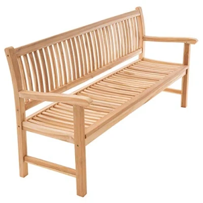 Abbildung von Divero 3 Sitzer Bank Holzbank Gartenbank Sitzbank 180 cm zertifiziertes Teak Holz unbehandelt hochwertig massiv Reine Handarbeit wetterfest (Teak Natur)