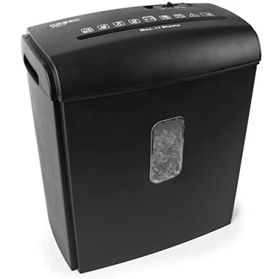 Abbildung von Duronic PS815 Aktenvernichter, Schredder mit Sicherheitsstufe P4, Reißwolf für Büro und Home Office, Zerkleinerer 6 8 Blatt Papier, 15 Liter