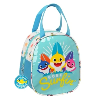 Abbildung von BABY SHARK SURFING Lunchtasche, Tasche, Qualität und maximale Stärke, Lebensmittelhalter, Erholung, 19 x 14 22 cm, Blau Weiß, blau/weiß, Estándar, Casual
