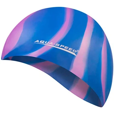 Abbildung von Aqua Speed Bunt Badekappen + Kleines Mikrofaserhandtuch Kinder &amp; Erwachsene Bademütze elastische Badehaube wasserdichte Schwimmhaube Swimming Cap für Mädchen Jungs 55. / 60